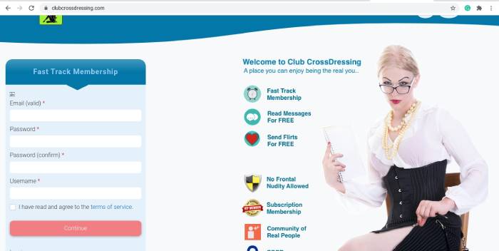 ClubCrossdressing sign up